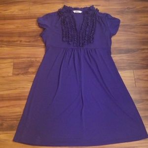 Purple ruffled v-neck dress size 12